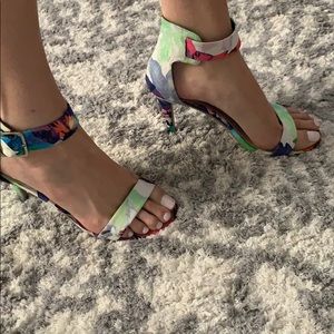 Brash Colorful Strap Sandal 3.5 inch Heel Size 7